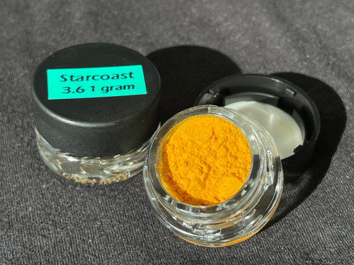 Starcoast Batch 3.6 in a glass jar, open to display the powder Starcoast Batch 3.6 in a glass jar, open to display the powder