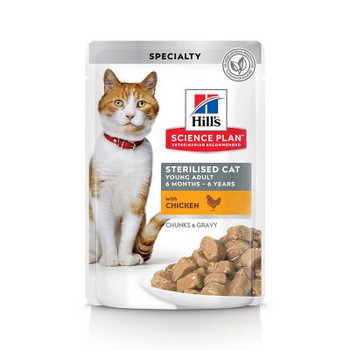 Science Plan Sterilised Cat Young Adult Cat Wet Food With Chicken Pouches (12x85g) Science Plan Sterilised Cat Young Adult Cat Wet Food With Chicken Pouches (12x85g)