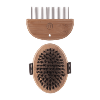 The natural stroking action of our earth-friendly, handmade bamboo brush & comb provides a gentle introduction to grooming for young pets. Brush and comb carefully through all areas of your pet's coat.