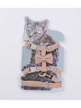 Petbroo Cat Leash + Harness With Bow 1.0  PINK