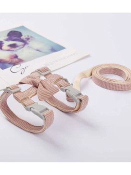 Petbroo Cat Leash + Harness With Bow 1.0  PINK