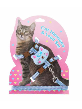 Petbroo Cat Leash + Harness 1.5 x 120cm BLUE