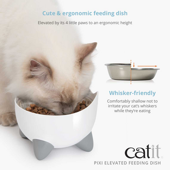 Catit PIXI Elevated Feeding Dish, White