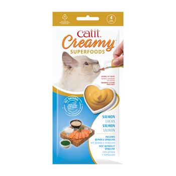 Catit Creamy Superfood Treats, Salmon Recipe with Quinoa & Spirulina, 12pk