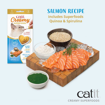 Catit Creamy Superfood Treats, Salmon Recipe with Quinoa & Spirulina, 12pk