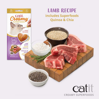 Catit Creamy Superfood Treats, Lamb Recipe with Quinoa & Chia