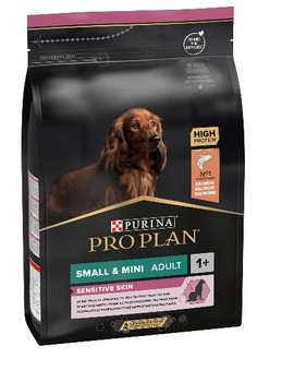 PRO PLAN SENSITIVE SKIN SMALL AND MINI ADULT, DRY DOG FOOD WITH SALMON, 3 KG