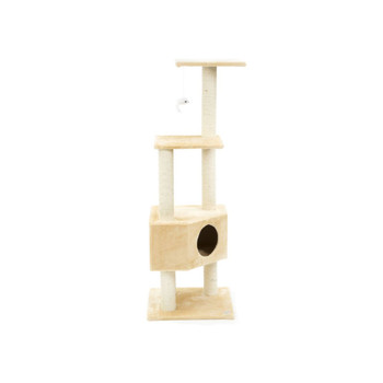 This Go Pet Club 51" Wood Cat Tree in Beige, is beautifully designed cat tree that complements most home decors. It also features fun activities for your pet. This simple yet contemporary looking cat tree will indeed be your pet’s favorite fun place. The 51" Wood Cat Tree in Beige from Go Pet Club is made using manufactured wood that makes it highly durable and sturdy. It has a beige finish that complements most home decors. It is covered using faux fur, which is soft to touch. The cat tree is contemporary in style and has three elevated platforms, which can accommodate multiple cats. It has multiple scratching posts, which are covered using sisal rope. The cat tree features a condo and a hanging toy to keep your pet active and playful. The cat tree requires minor assembly and can be fixed using Allen wrench. This cat tree is made using non-toxic material, thus ensuring safety to both your family and pets. In addition to this, it is easy to clean. Just wipe it clean using a damp cloth and regular liquid soap. The cat tree is manufactured by Go Pet Club, a well-known name, recognized for producing an excellent quality cat trees and pet beds.
Features
Cat tree
Posts covered by natural sisal rope
Perfect for your cat to scratch, climb, jump, play, and even sleep or lounge on
Color: Beige
Dangling cat toy included
Covering material: Faux fur
Product Details
Frame Material: Wood
Cover Material: Faux fur; Sisal rope
Freestanding: Yes
Product Warranty: 30 day warranty on manufacturer's defects This Go Pet Club 51" Wood Cat Tree in Beige, is beautifully designed cat tree that complements most home decors. It also features fun activities for your pet. This simple yet contemporary looking cat tree will indeed be your pet’s favorite fun place. The 51" Wood Cat Tree in Beige from Go Pet Club is made using manufactured wood that makes it highly durable and sturdy. It has a beige finish that complements most home decors. It is covered using faux fur, which is soft to touch. The cat tree is contemporary in style and has three elevated platforms, which can accommodate multiple cats. It has multiple scratching posts, which are covered using sisal rope. The cat tree features a condo and a hanging toy to keep your pet active and playful. The cat tree requires minor assembly and can be fixed using Allen wrench. This cat tree is made using non-toxic material, thus ensuring safety to both your family and pets. In addition to this, it is easy to clean. Just wipe it clean using a damp cloth and regular liquid soap. The cat tree is manufactured by Go Pet Club, a well-known name, recognized for producing an excellent quality cat trees and pet beds.
Features
Cat tree
Posts covered by natural sisal rope
Perfect for your cat to scratch, climb, jump, play, and even sleep or lounge on
Color: Beige
Dangling cat toy included
Covering material: Faux fur
Product Details
Frame Material: Wood
Cover Material: Faux fur; Sisal rope
Freestanding: Yes
Product Warranty: 30 day warranty on manufacturer's defects