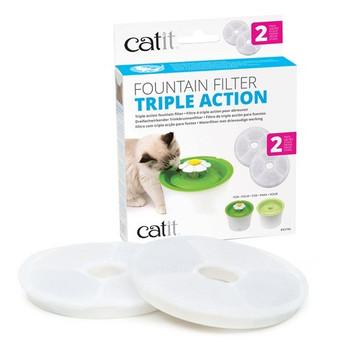 The Catit Triple Action Fountain Filters are not designed to cure any disease or illness, however these filters do help remove bacteria and chlorine odors and filter out debris. The filters help soften the minerals like magnesium and calcium in the tap water to help prevent urinary tract diseases. The Catit Triple Action Fountain Filters are not designed to cure any disease or illness, however these filters do help remove bacteria and chlorine odors and filter out debris. The filters help soften the minerals like magnesium and calcium in the tap water to help prevent urinary tract diseases.