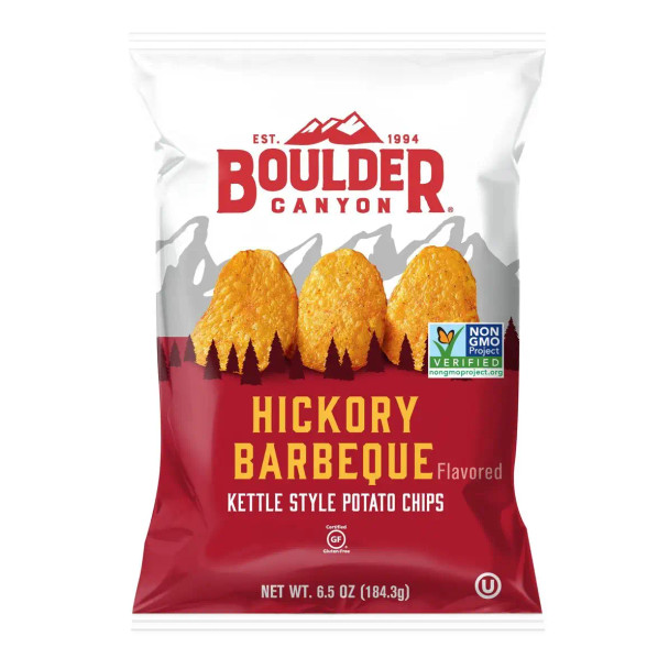 We never want a great outdoor summer barbeque to end so we created these for those days when you just can't get outside. The sweet, smoky flavor is paired with garlic and onion for a great barbeque taste. Made with premium potatoes from an original family recipe, kettle-style cooked, thickly sliced and deliciously crunchy.
Boulder benefits:
Certified Gluten Free
Kosher
