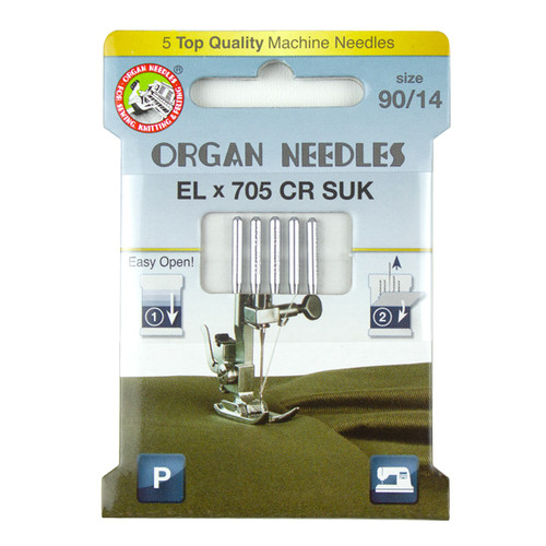 Organ® Needles EL x 705 Chromium SUK Size 90/14 - 5 Needles Per Pack