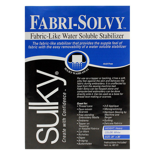 Sulky Sticky Fabri-Solvy Stabilizer - White - 20'' x 25 yd. Bolt