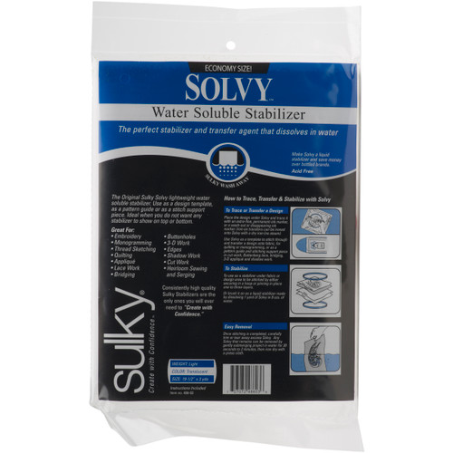 Sulky® Sticky Fabri-Solvy Self Adhesive Water Soluble Embroidery Stabi –  World Weidner