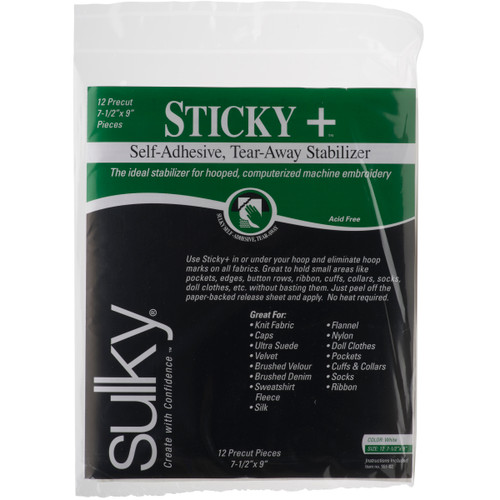 Sulky Paper Solvy Stabilizer - White - 8.5'' x 11'' Pkg. (12 Sheets)