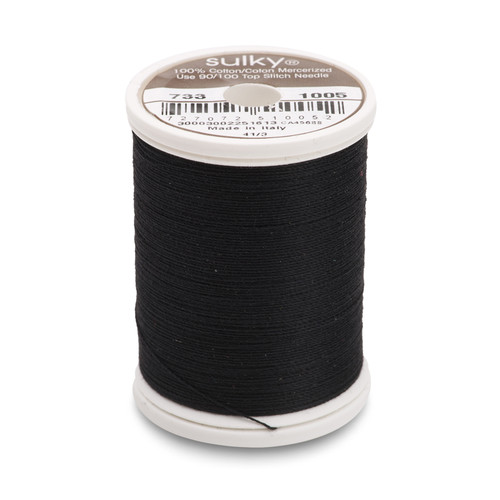 Sulky 12 Wt. Cotton Thread - Black- 300 yd. Spool