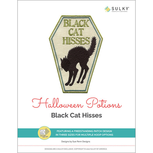 Halloween Potions: Black Cat Hisses Machine Embroidery Patch Design