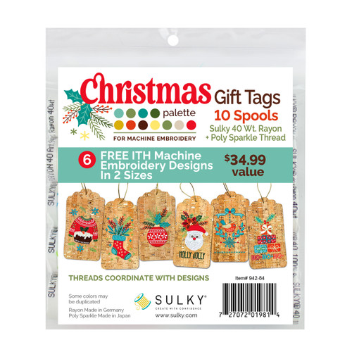 ITH Gift Tag: Jolly Santa Machine Embroidery Design - 2 Sizes