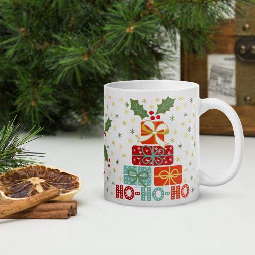 White Glossy Mug - Holiday Spirit: Presents - 20 oz - Sulky.com