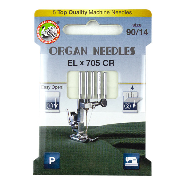 Organ® Needles EL x 705 Chromium SUK Size 80/12 - 5 Needles Per Pack
