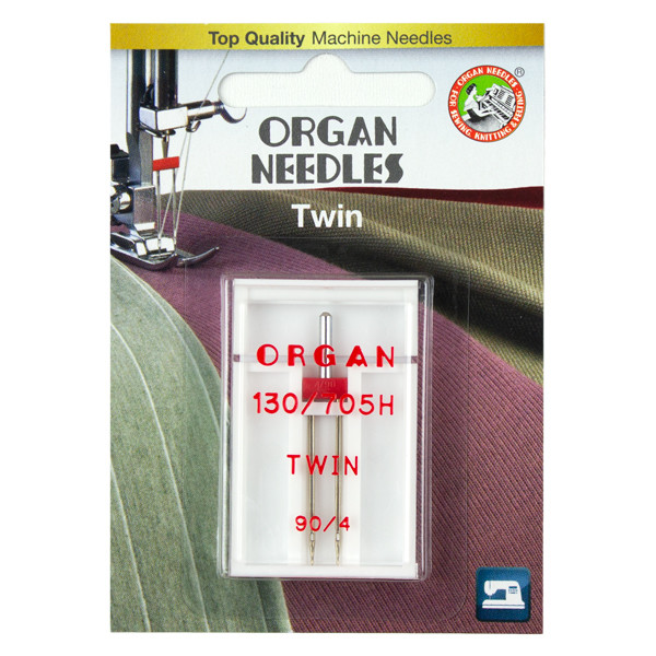 Organ® Needles Twin Size 90/14 - 4mm - 1 Needle Per Pack