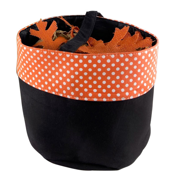 Halloween Buckets - Black with Orange Polka Dots