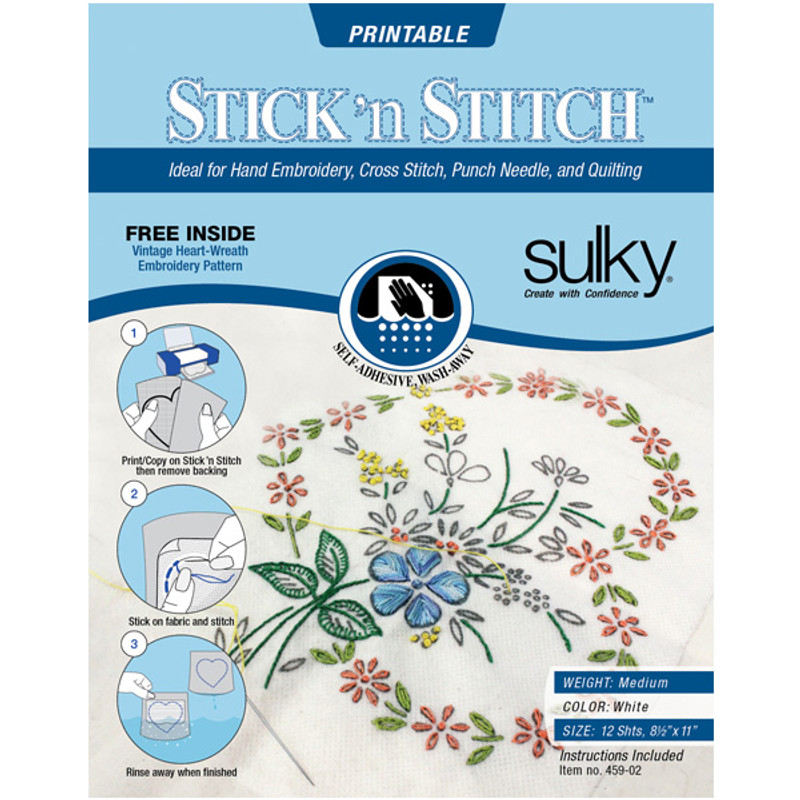 Sulky Sticky Fabri-Solvy Printable Stabilizer 12/Pkg 8 1/2 x 11