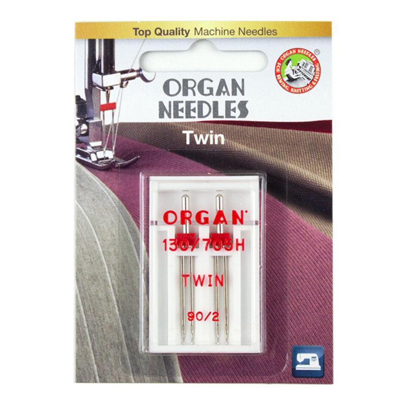 Organ® Needles Twin Size 90/14 - 2mm - 2 Needles Per Pack