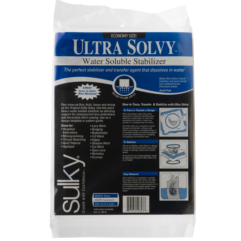 Sulky® Ultra Solvy™ Water-Soluble Stabilizer, 19.5 x 3yd.