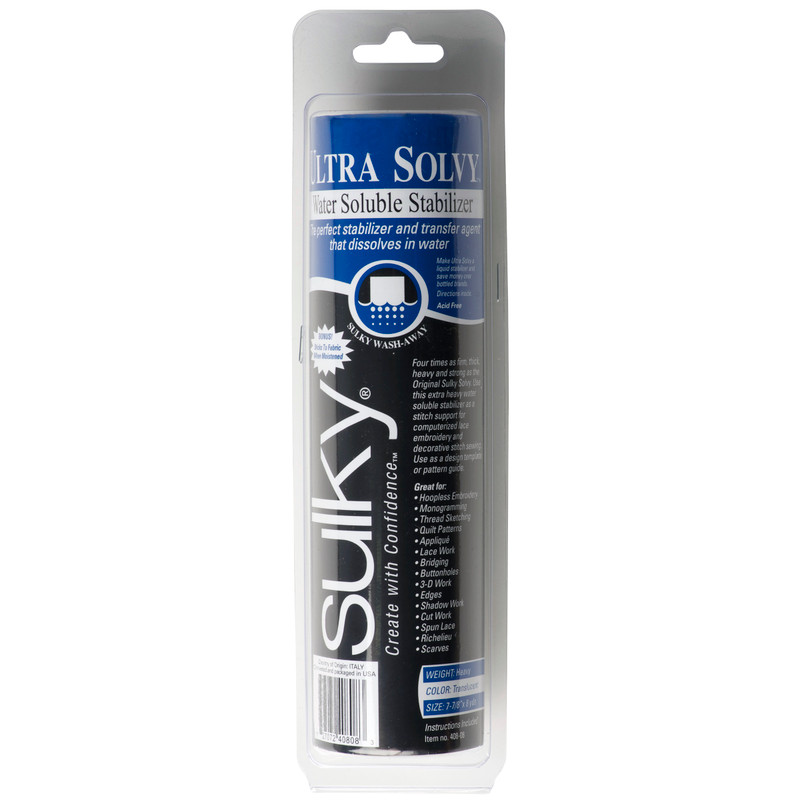 Sulky of America Ultra Solvy Extremely Firm & Stable Water Soluble Stabilizer, 8