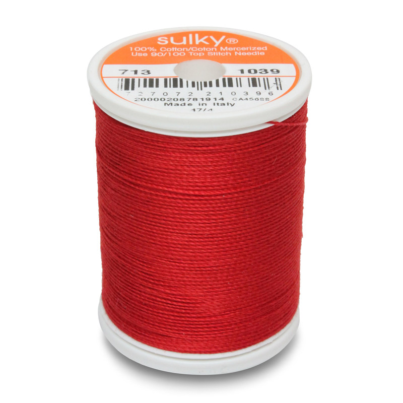 Sulky Cotton 12wt Thread True Red #1039 330yd Spool