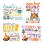 12 Wt. Cotton Petites Palette - 4 "Camping Phrases" Cross Stitch Designs + 24 pack 50 yd. Spools