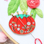 Vintage Tomato Floral Pin Cushion Magnetic Needle Minder
