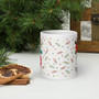 White Glossy Mug - Holiday Spirit: Ornament and Santa - 20 oz