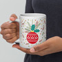 White Glossy Mug - Holiday Spirit: Ornament and Santa - 20 oz