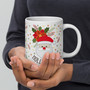White Glossy Mug - Holiday Spirit: Ornament and Santa - 20 oz