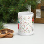 White Glossy Mug - Holiday Spirit: Ornament and Santa - 15 oz