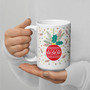 White Glossy Mug - Holiday Spirit: Ornament and Santa - 15 oz