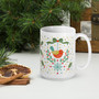 White Glossy Mug - Holiday Spirit: Gifts and Bird - 15 oz