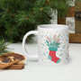 White Glossy Mug - Holiday Spirit: Festive Stocking - 20 oz