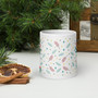 White Glossy Mug - Holiday Spirit: Festive Stocking - 20 oz