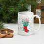 White Glossy Mug - Holiday Spirit: Festive Stocking - 15 oz