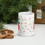 White Glossy Mug - Holiday Spirit: Nordic Ornament - 15 oz