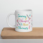 White Glossy Mug - Love to Sew: Sewing is Cheaper than Therapy - 20 oz