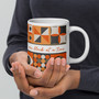 White Glossy Mug - Retro Quilt Blocks - Gray_Orange