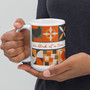 White Glossy Mug - Retro Quilt Blocks - Gray_Orange