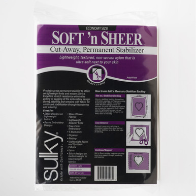 SOFT N' SHEER PLUS EMBROIDERY BACKING, 2040, 100 YDS., 8 X 8 (450 PCS.)