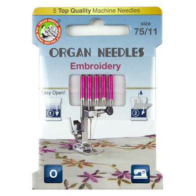 Organ Embroidery Needles 11/75 REG Metallic Eye