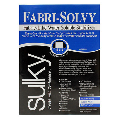 Sulky Fabri-Solvy Stabilizer - White - 8'' x 9 yd. Roll - Ghee's, HandBag  Patterns