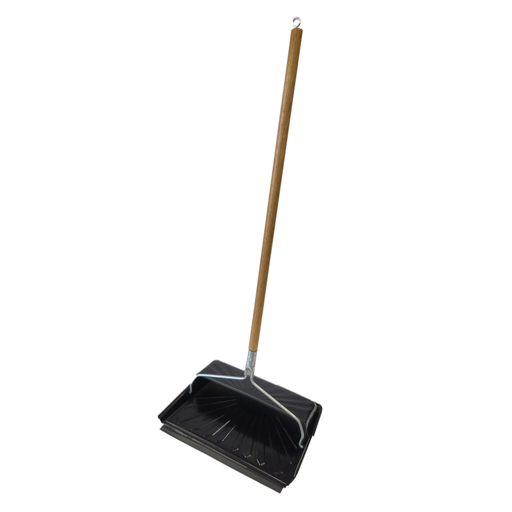 Dustpan with Wooden Handle and Rubber Edge