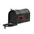 Large black mailbox with door open and flag down